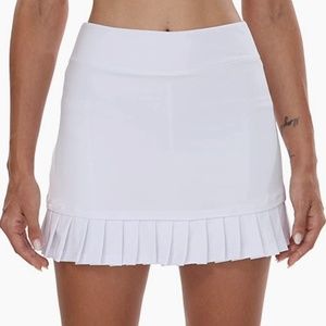 Ladies white classic bottom pleated tennis skort skirt